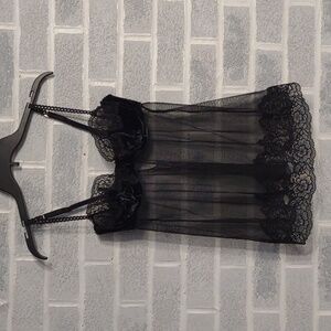 Victoria's Secret Very Sexy Black Mesh Velvet & Lace Cups Underwire Lingerie 36C